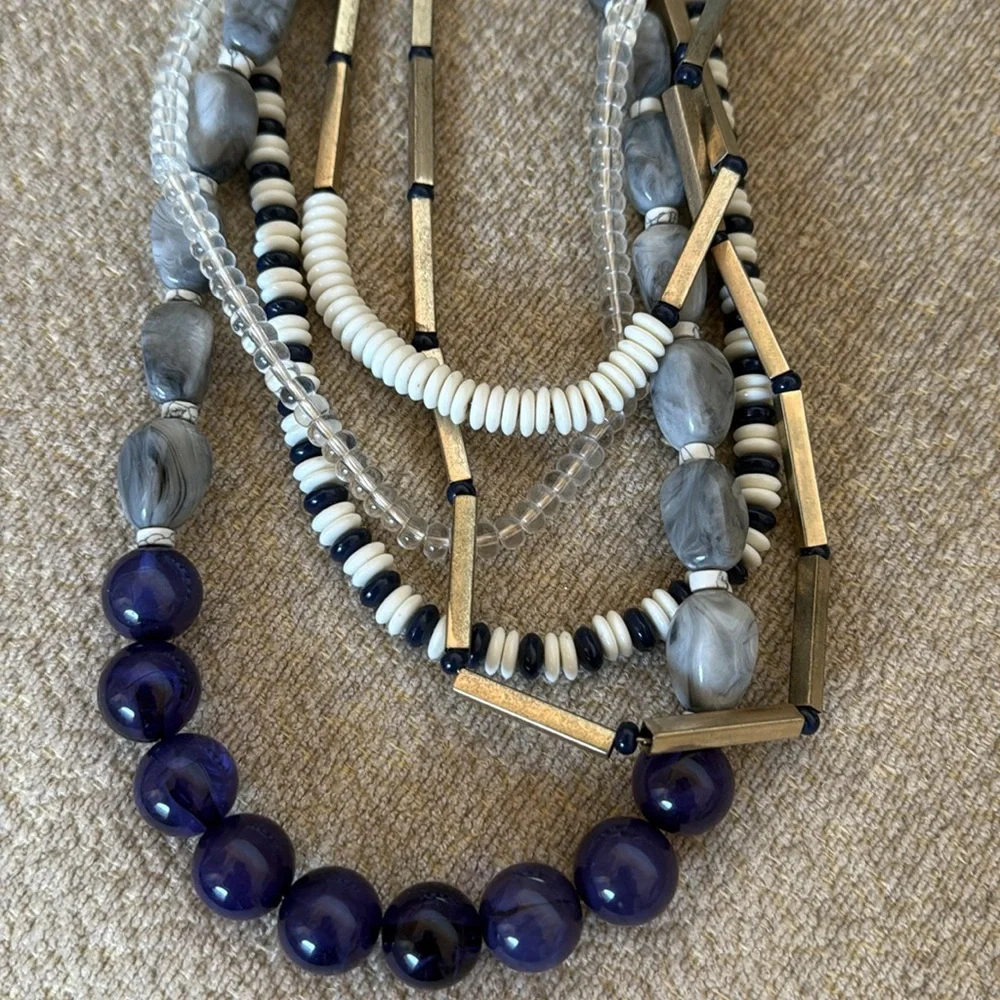 EUC Vintage LOFT Elegant Multi-Strand Necklace with Blue/Purple and Gold Details - Picture 3 of 5